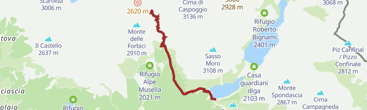 Route map: Carate Refuge